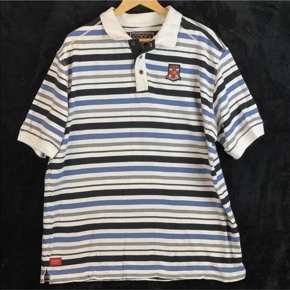 COOGI Other - Coogi Mens Blue Striped Polo Shirt XXL